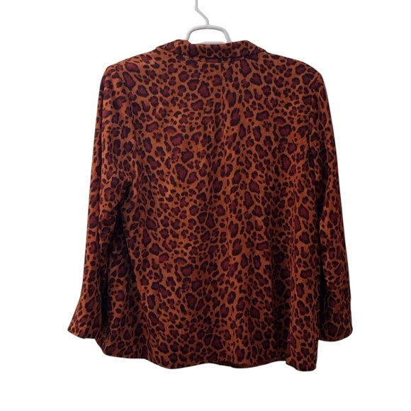 IMAN: 2pc Leopard Print Pantsuit, Size 2X, Brunt Orange, Reddish Brown, Black - Picture 7 of 12